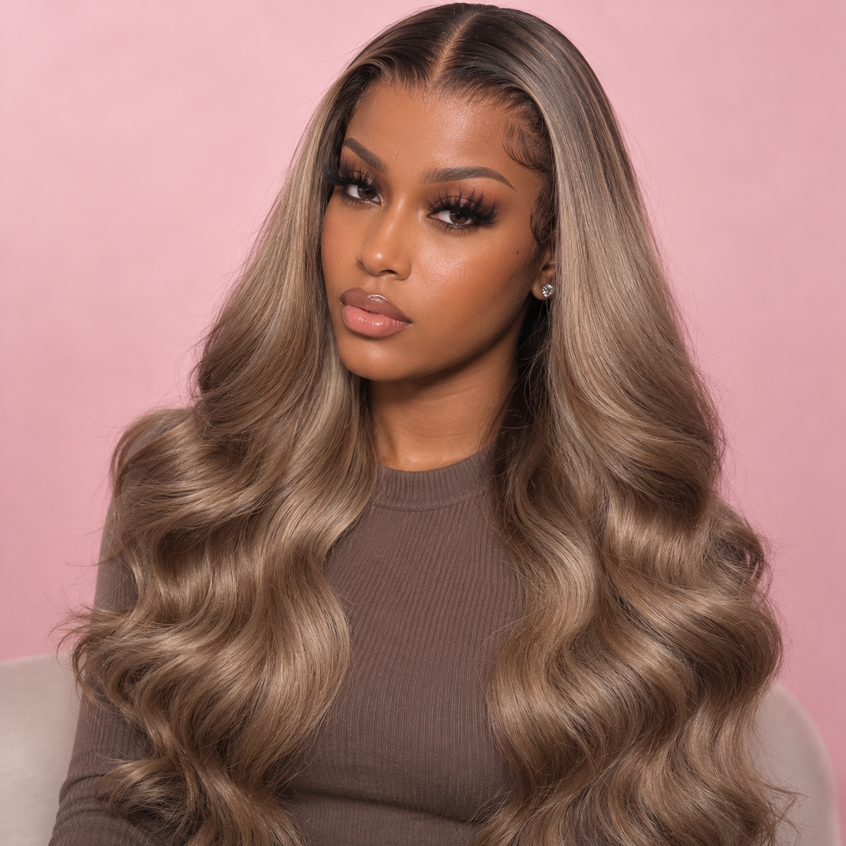 Peluca Ash Blonde Ombre Body Wave