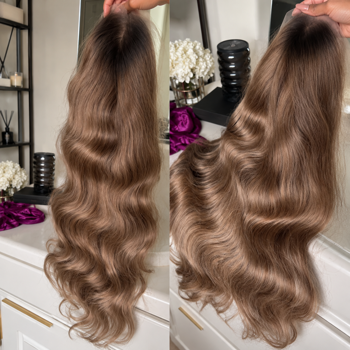 Peluca Ash Blonde Ombre Body Wave
