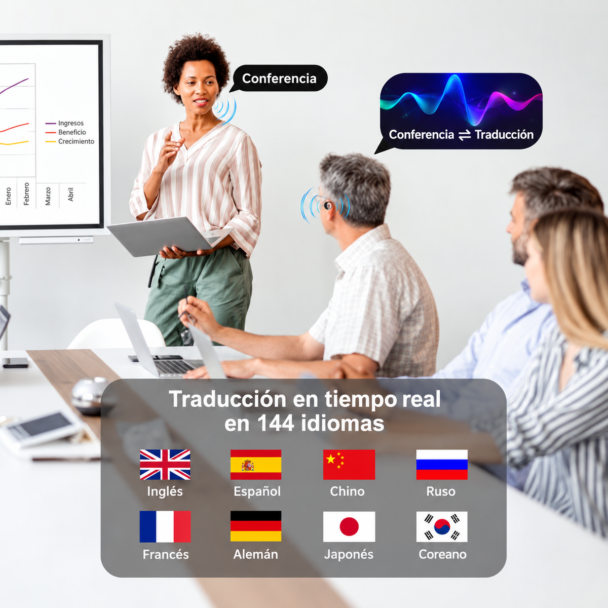 AURIX AI Audífonos Traductores Inteligentes 144 Idiomas